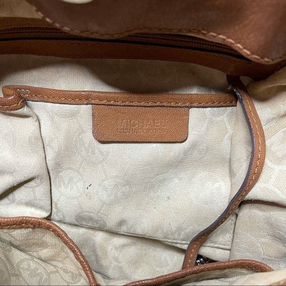 Michael Michael Kors Caramel Leather Shoulder Bag Designer Neutral 90s Y2K - Picture 8 of 11